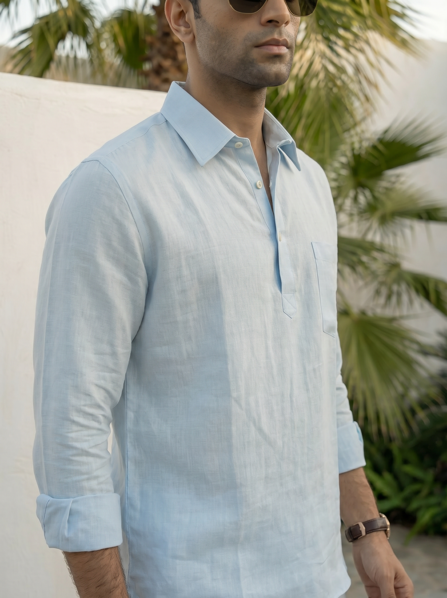 ICE BLUE SHIRT PAIRED WITH BOTTOMS