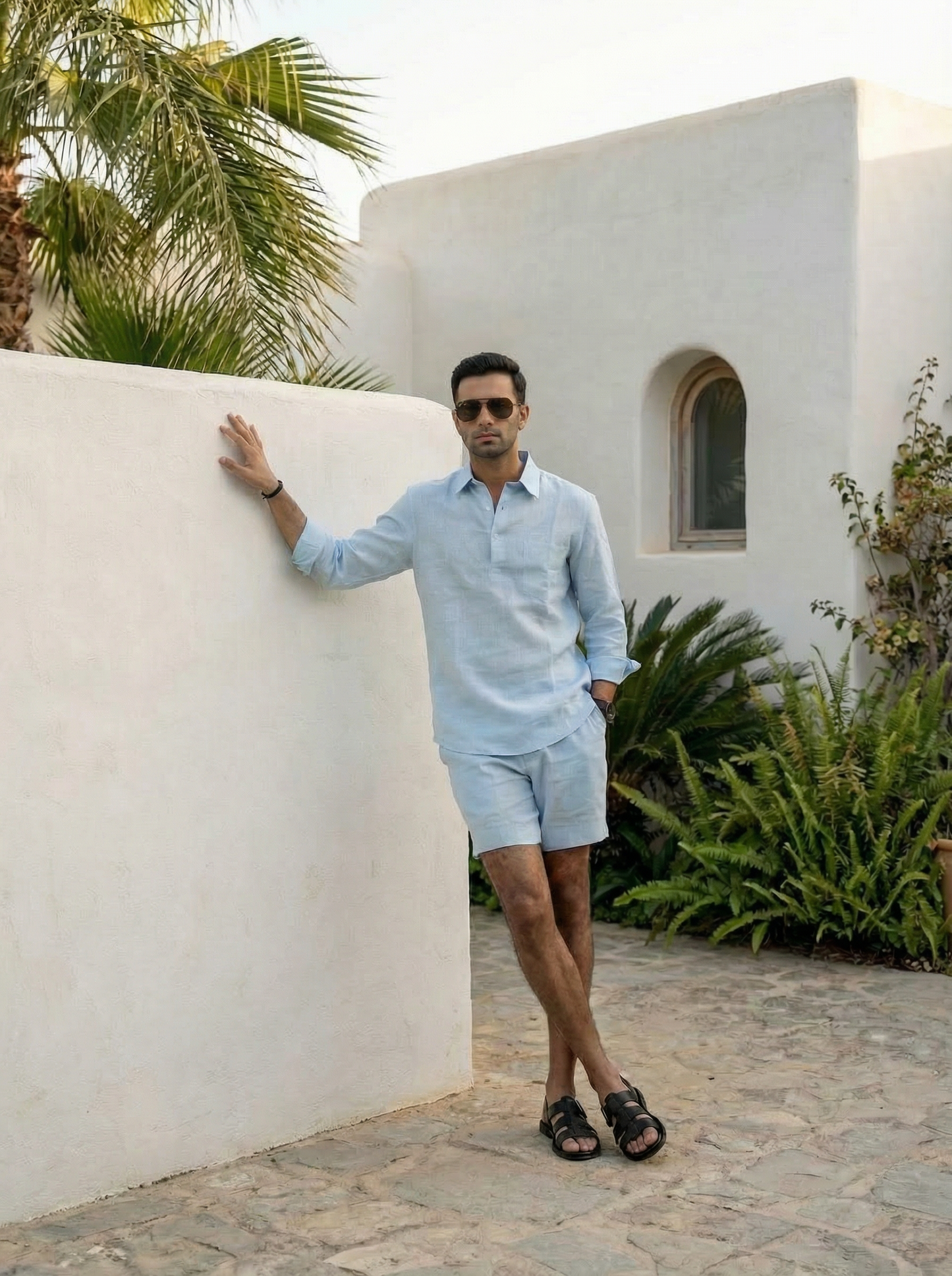 ICE BLUE SHIRT PAIRED WITH BOTTOMS