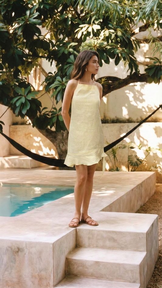 LEMON YELLOW SHORT DRESS
